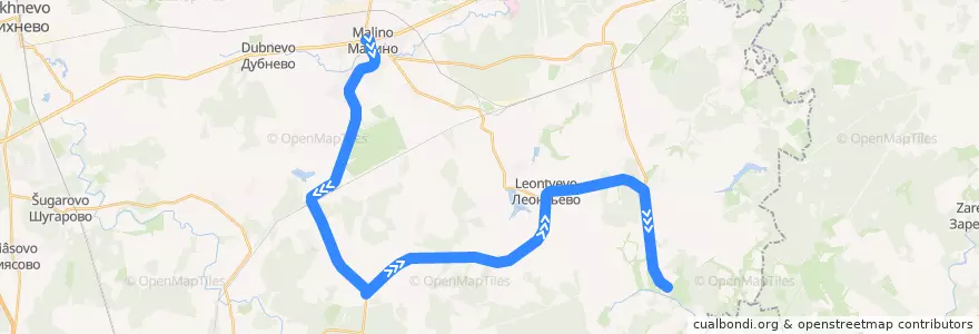 Mapa del recorrido Автобус 29: Малино - Госконюшня de la línea  en городской округ Ступино.