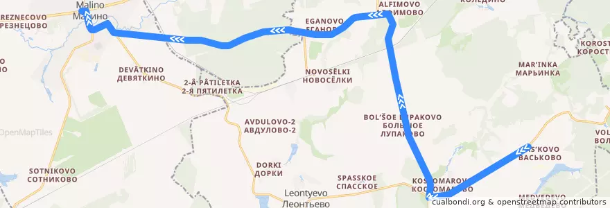 Mapa del recorrido Автобус 32: Васьково - Малино de la línea  en городской округ Ступино.