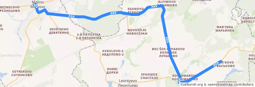 Mapa del recorrido Автобус 32: Малино - Васьково de la línea  en городской округ Ступино.
