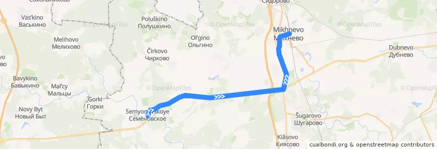Mapa del recorrido Автобус №48: Семёновское - Михнево de la línea  en городской округ Ступино.
