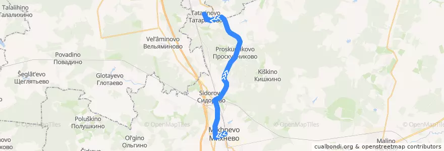 Mapa del recorrido Автобус 53: Михнево - Татариново de la línea  en городской округ Ступино.