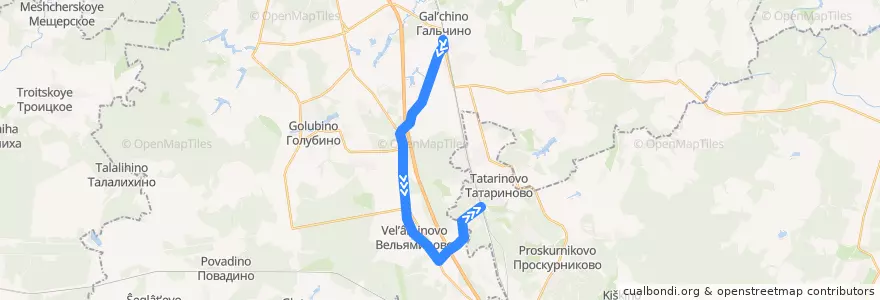 Mapa del recorrido Автобус 62: Барыбино - Станция Вельяминово de la línea  en городской округ Домодедово.