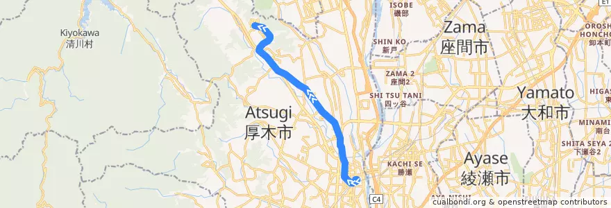 Mapa del recorrido 厚木05系統 de la línea  en 厚木市.