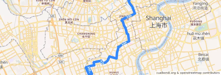 Mapa del recorrido 927 宜山路虹梅路-上海火车站 de la línea  en Шанхай.