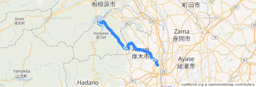 Mapa del recorrido 厚木20系統 de la línea  en 神奈川県.