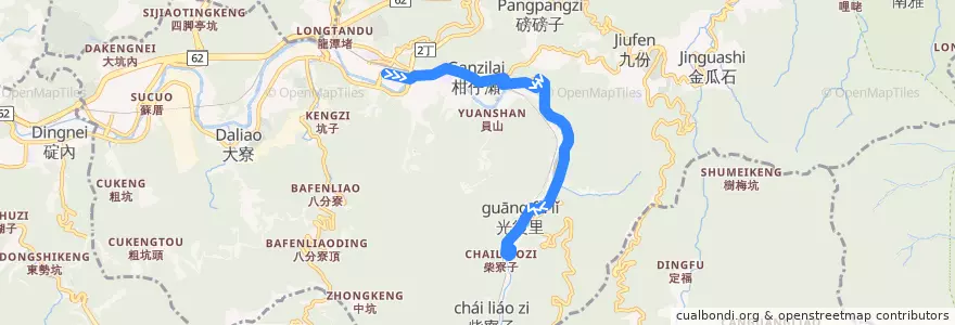 Mapa del recorrido 新北市 808 瑞芳->猴硐 de la línea  en 瑞芳區.