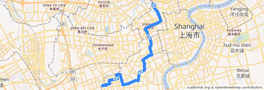 Mapa del recorrido 927 上海火车站-宜山路虹梅路 de la línea  en Shanghai.