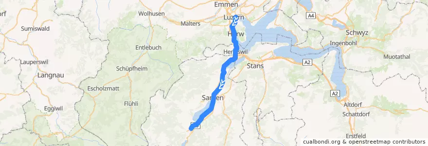 Mapa del recorrido S5: Luzern => Giswil de la línea  en Suiza.