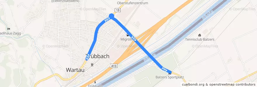 Mapa del recorrido Bus 13: Trübbach Post => Feldkirch Bahnhof de la línea  en .