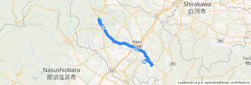 Mapa del recorrido 那須町民バス湯本線 ゆめプラザ⇒池田⇒湯本・いこいの家 de la línea  en 那須町.
