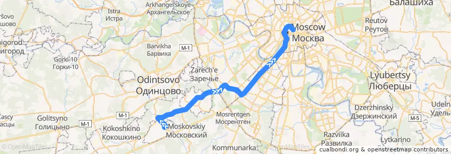 Mapa del recorrido Ночной автобус Н11: Аэропорт Внуково => Метро "Китай-Город" de la línea  en Moskou.