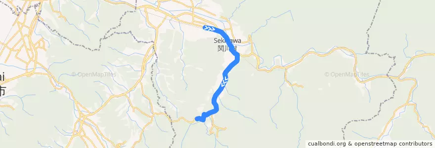 Mapa del recorrido 下関-上関-金俣 線 de la línea  en 関川村.