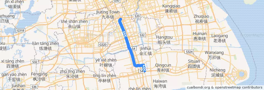 Mapa del recorrido Metro 5号线: 奉贤新城 → 莘庄 de la línea  en Shanghái.