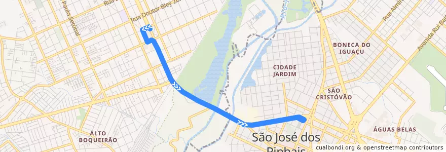 Mapa del recorrido São José / Boqueirão de la línea  en Microrregião de Curitiba.