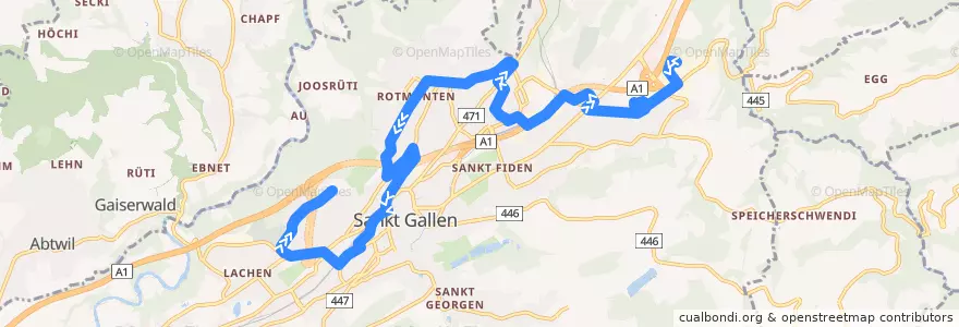 Mapa del recorrido Bus 9: Schuppis Nord => Hölzli de la línea  en San Galo.