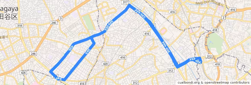 Mapa del recorrido 野沢線 de la línea  en 도쿄도.