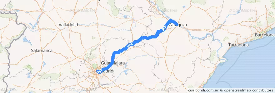 Mapa del recorrido Línea convencional Madrid - Zaragoza de la línea  en 스페인.