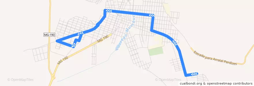 Mapa del recorrido 020 de la línea  en Monte Carmelo.
