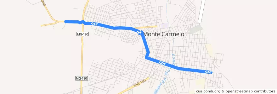 Mapa del recorrido 050 de la línea  en Monte Carmelo.