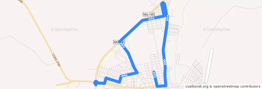 Mapa del recorrido 040 de la línea  en Monte Carmelo.