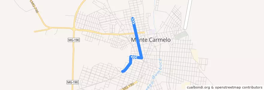 Mapa del recorrido 030 de la línea  en Monte Carmelo.