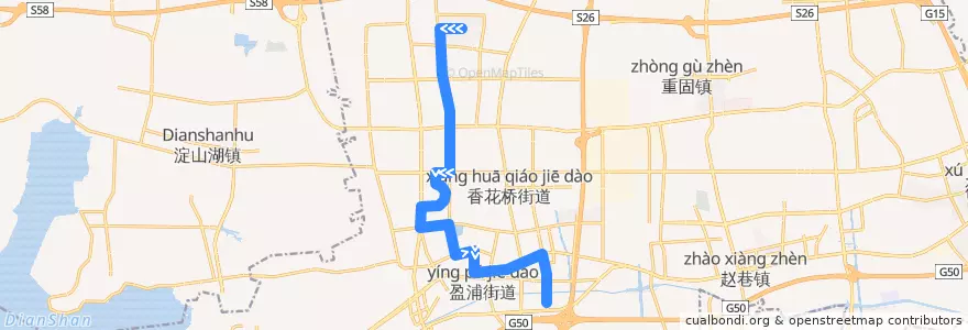 Mapa del recorrido 青浦9路 de la línea  en Qingpu.