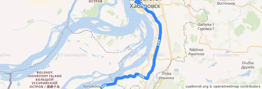 Mapa del recorrido Автобус 10: Подсобное хозяйство - ул. Калинина de la línea  en городской округ Хабаровск.