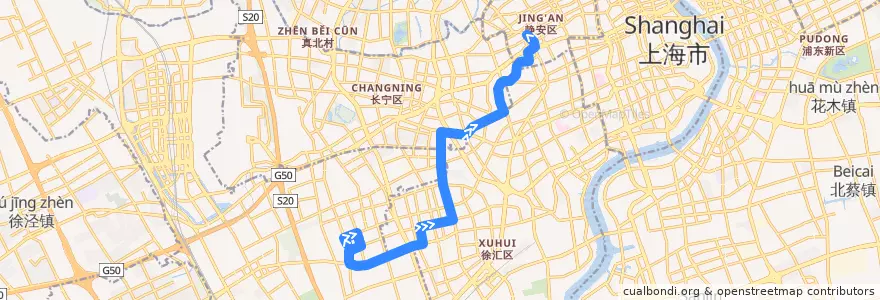 Mapa del recorrido 113路 静安小区-上海火车站 de la línea  en Shanghai.