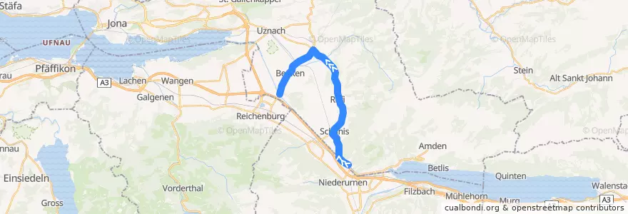 Mapa del recorrido Bus 635: Ziegelbrücke, Bahnhof Nord => Benken SG, Giessen de la línea  en Wahlkreis See-Gaster.
