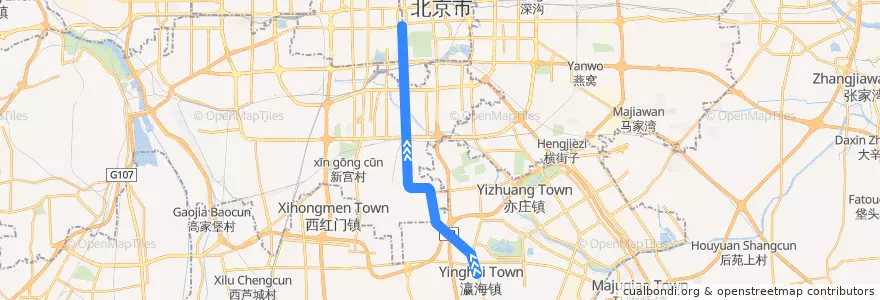 Mapa del recorrido 北京地铁8号线 de la línea  en Пекин.