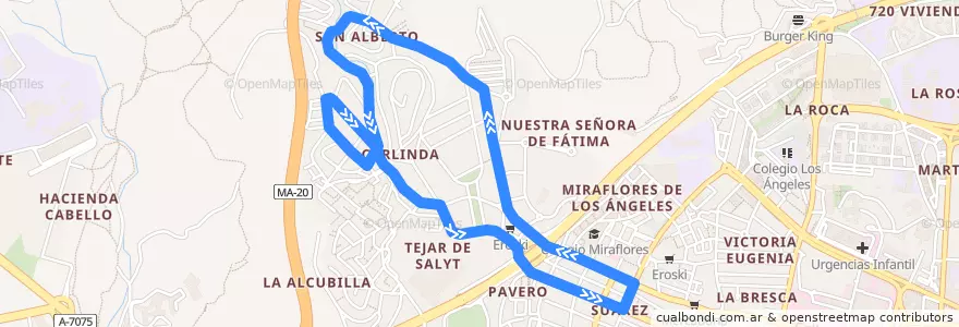 Mapa del recorrido Línea C6 de la línea  en Málaga.