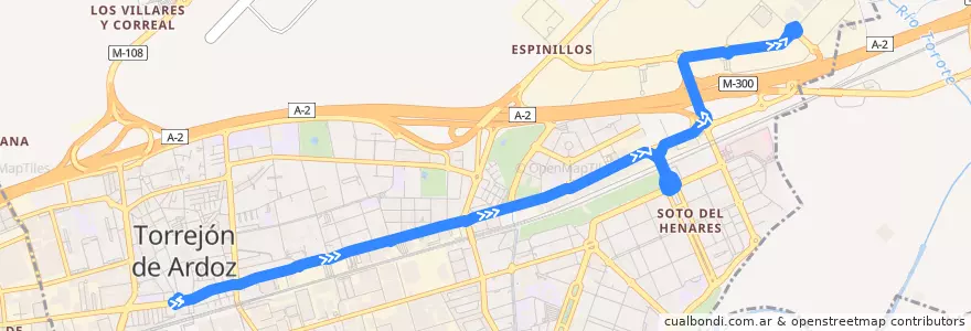 Mapa del recorrido Bus L6: Plaza de España → Pol. Ind. Casablanca de la línea  en Torrejón de Ardoz.