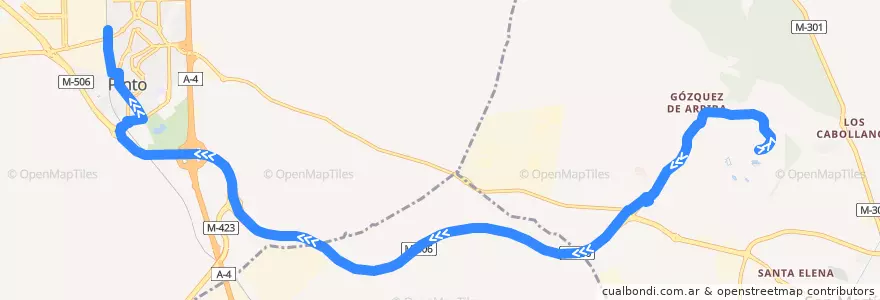 Mapa del recorrido 413 Parque de Ocio - Pinto de la línea  en マドリード州.