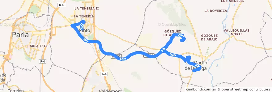 Mapa del recorrido 413 Pinto - San Martín de la Vega (por parque de Ocio) de la línea  en Мадрид.