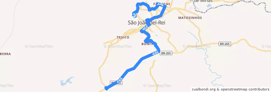 Mapa del recorrido 11 - Senhor dos Montes/Bonfim até Trevo do Tijuco de la línea  en São João del-Rei.