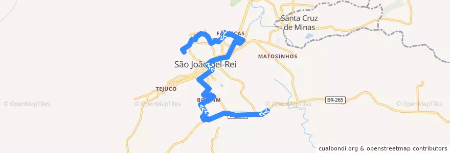 Mapa del recorrido 11 - Bonfim/Senhor dos Montes via Posto Jacaré de la línea  en São João del-Rei.