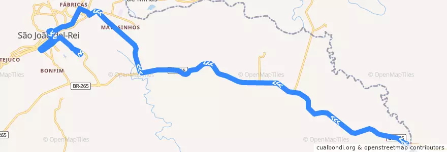 Mapa del recorrido 10 - Elvas/São João del-Rei de la línea  en São João del-Rei.