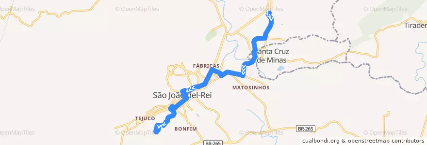 Mapa del recorrido 09 - Maquiné/Guarda-Mór de la línea  en São João del-Rei.