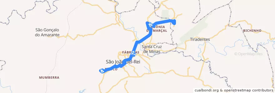 Mapa del recorrido 04 - Tijuco/Alto das Águas de la línea  en São João del-Rei.