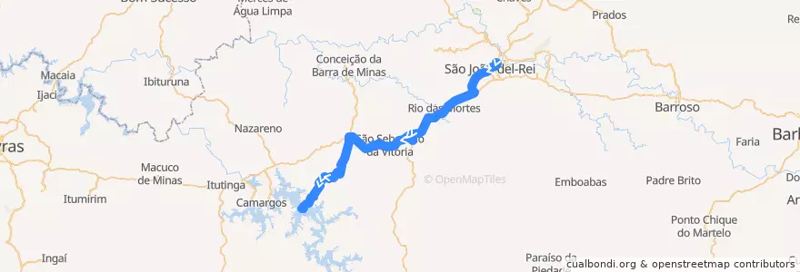 Mapa del recorrido 27 - São João del-Rei/Caquende de la línea  en São João del-Rei.
