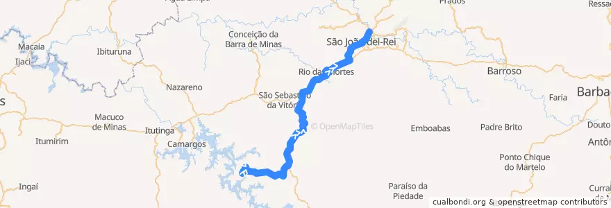 Mapa del recorrido 21 - Valo Novo/São João del-Rei de la línea  en São João del-Rei.