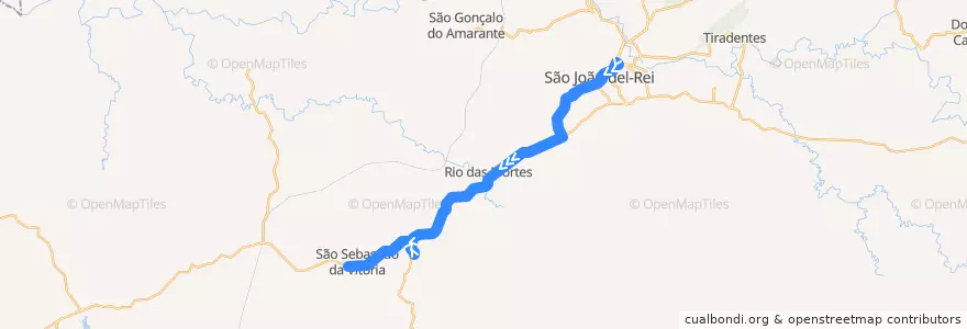 Mapa del recorrido 20 - São João del-Rei/São Sebastião da Vitória via Januário de la línea  en São João del-Rei.