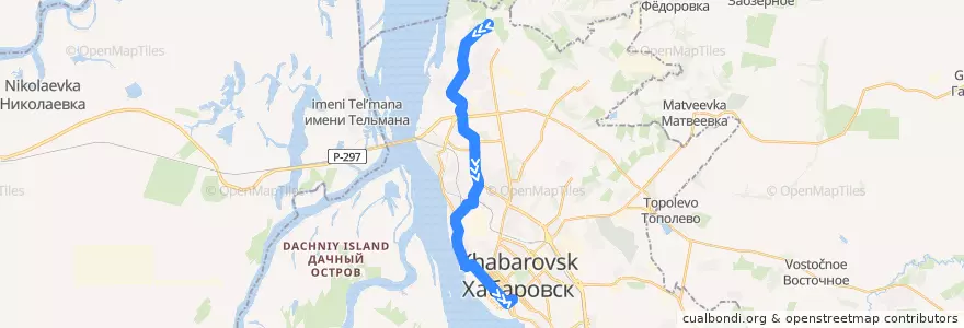 Mapa del recorrido Автобус 8: Диспетчерская - ул. Ленина de la línea  en ハバロフスク地区.