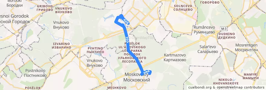 Mapa del recorrido Автобус 333: Улица Федосьино — Микрорайон "Первый Московский" de la línea  en Novomoskovsky Administrative Okrug.
