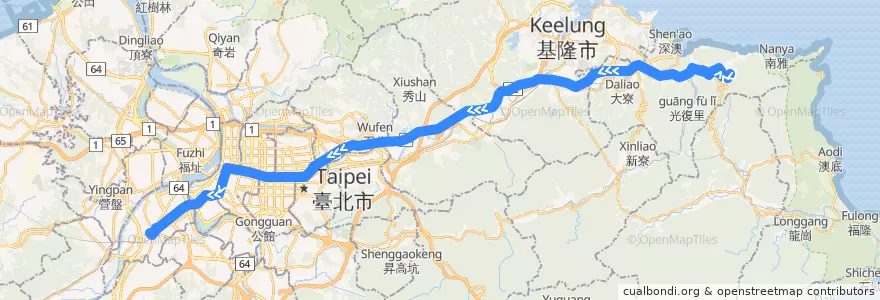 Mapa del recorrido 新北市 965 金瓜石->板橋 (返程) de la línea  en تايوان.