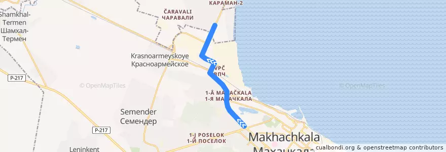Mapa del recorrido Махачкала - Дачи de la línea  en городской округ Махачкала.