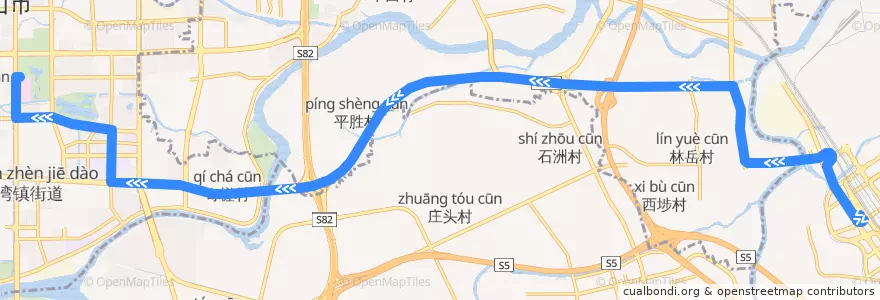 Mapa del recorrido K6快线(广州火车南站总站-岭南大道公交枢纽站) de la línea  en 佛山市.