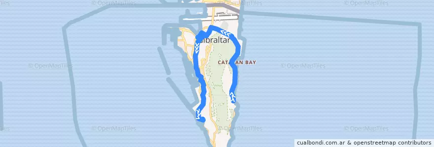 Mapa del recorrido Bus 4: Both Worlds → Market Place → Rosia de la línea  en Gibraltar.