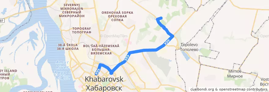 Mapa del recorrido Автобус 28: Дворец профсоюзов - Дачи малого аэропорта de la línea  en 伯力市.