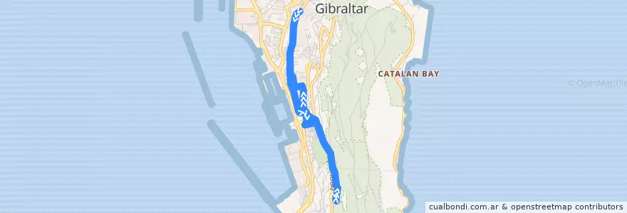 Mapa del recorrido Bus 7: Mount Alvernia → Orange Bastion → Mount Alvernia de la línea  en Gibraltar.